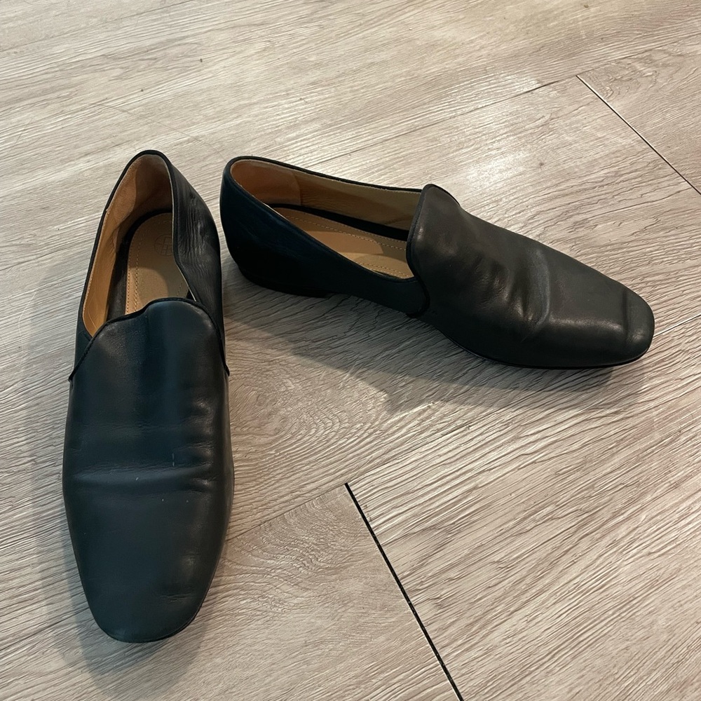The Row Black Leather Women’s Slip-On Loafers